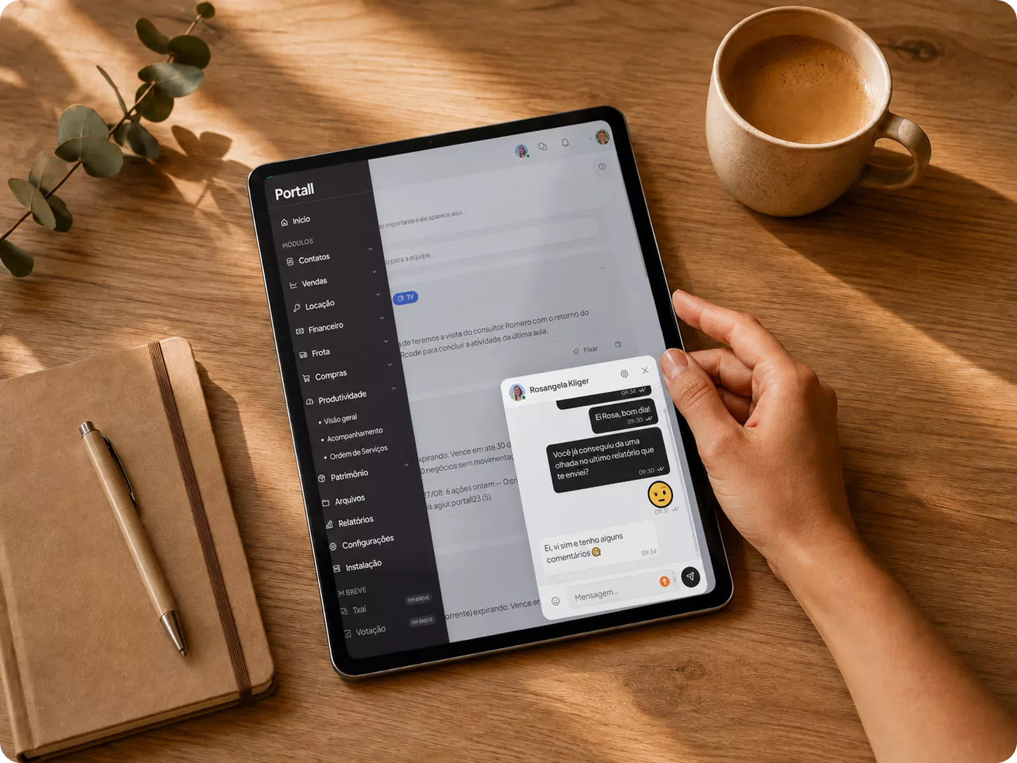 Lista de pessoas online e uma conversa aberta na janela lateral